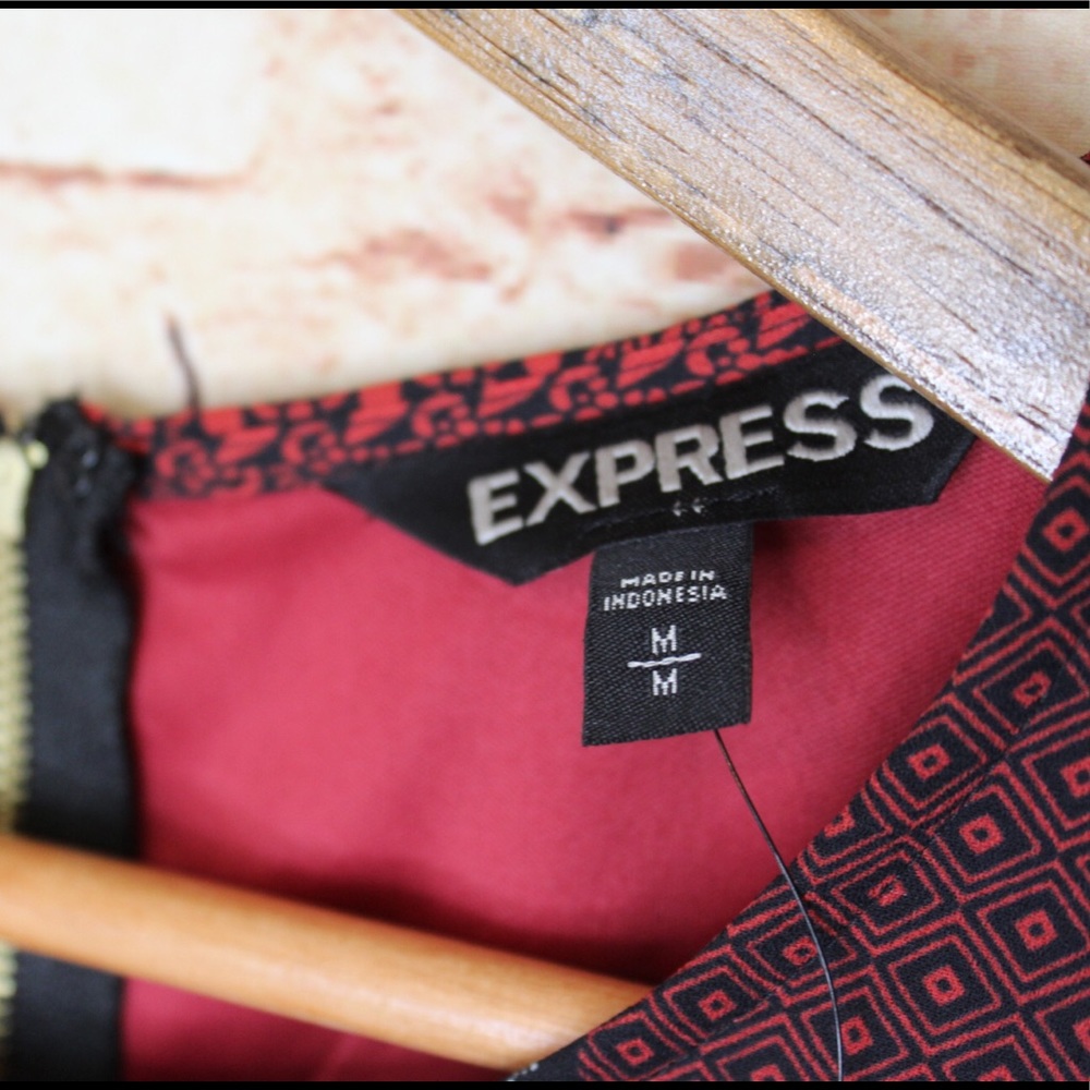 Express | Multi Pattern Shift Dress Black/Red NWT - image 5